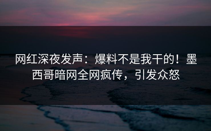 网红深夜发声:爆料不是我干的!墨西哥暗网全网疯传,引发众怒 网红深夜发声:爆料不是我干的!墨西哥暗网全网疯传,引发众怒