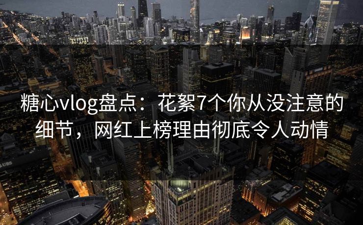 糖心vlog盘点：花絮7个你从没注意的细节，网红上榜理由彻底令人动情