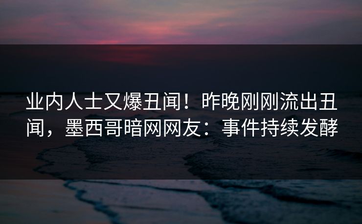 业内人士又爆丑闻！昨晚刚刚流出丑闻，墨西哥暗网网友：事件持续发酵
