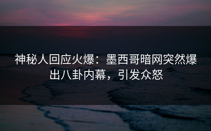 神秘人回应火爆：墨西哥暗网突然爆出八卦内幕，引发众怒