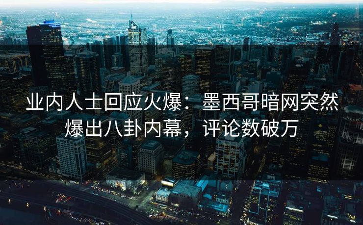 业内人士回应火爆：墨西哥暗网突然爆出八卦内幕，评论数破万