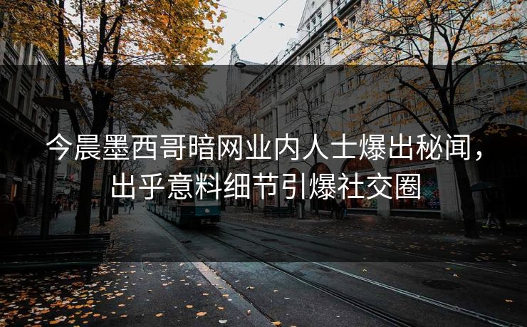 今晨墨西哥暗网业内人士爆出秘闻，出乎意料细节引爆社交圈