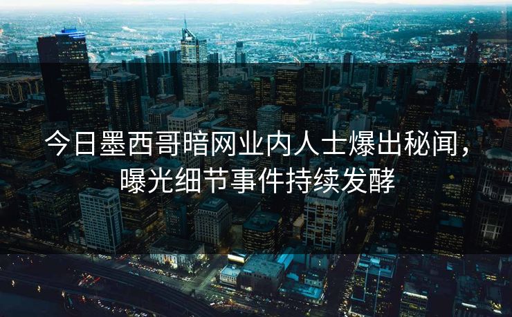 今日墨西哥暗网业内人士爆出秘闻，曝光细节事件持续发酵