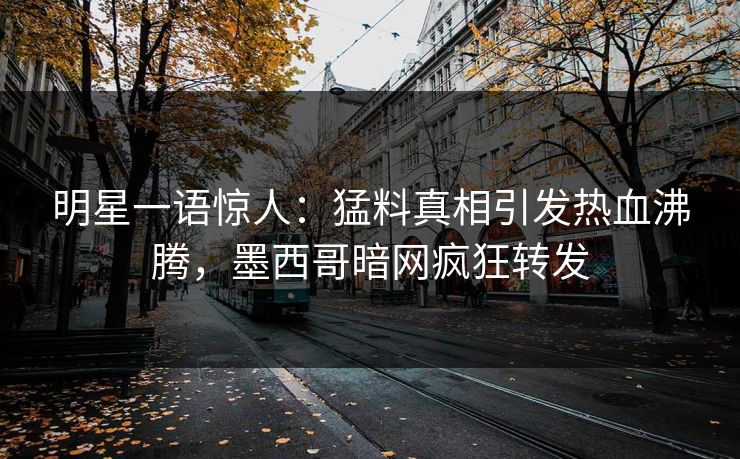 明星一语惊人：猛料真相引发热血沸腾，墨西哥暗网疯狂转发