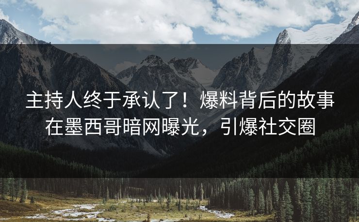 主持人终于承认了！爆料背后的故事在墨西哥暗网曝光，引爆社交圈