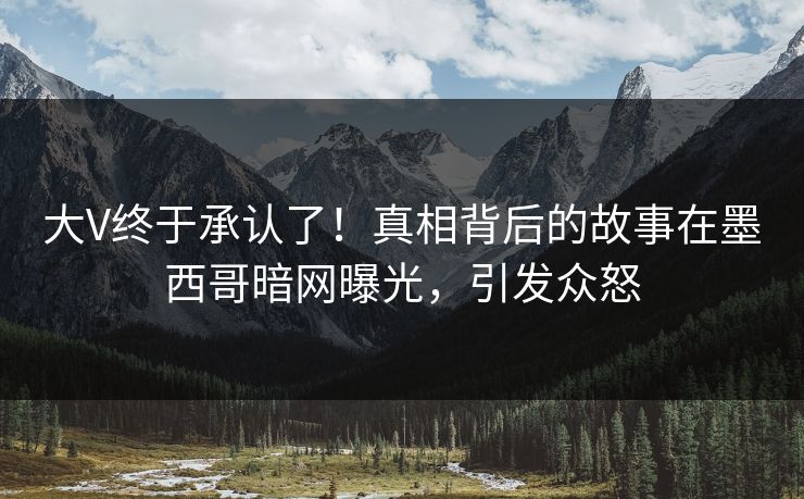 大V终于承认了！真相背后的故事在墨西哥暗网曝光，引发众怒