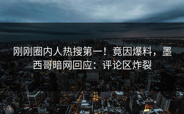 刚刚圈内人热搜第一！竟因爆料，墨西哥暗网回应：评论区炸裂