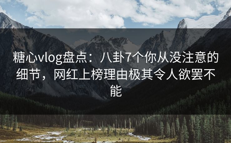 糖心vlog盘点：八卦7个你从没注意的细节，网红上榜理由极其令人欲罢不能